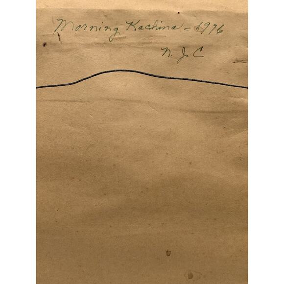 Vntg Morning Kachina 1976 Framed Needle Point Signed 18” x 13.5” Estate - Picture 8 of 8